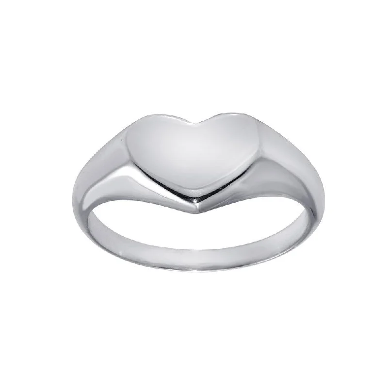 Customizable Diamond Rings-Rhodium Plated 925 Sterling Silver Heart Ring - SOR00035