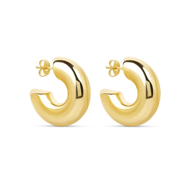 Stunning Gold Earrings-The Medium Gold Hailey Hoops