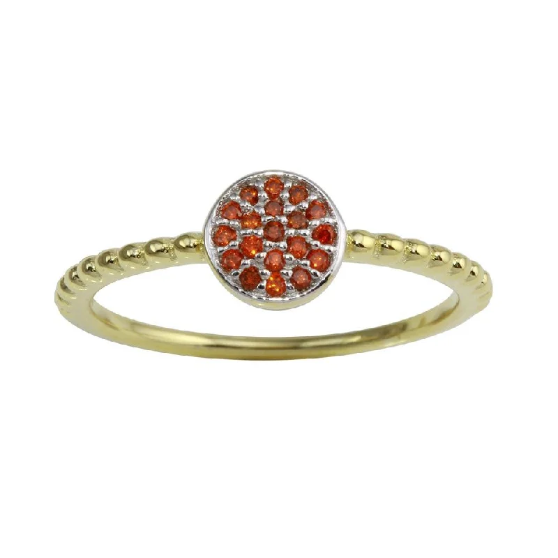 Bridal Diamond Rings-Gold Plated 925 Sterling Silver Circle Ring with Red CZ - BGR01183RED