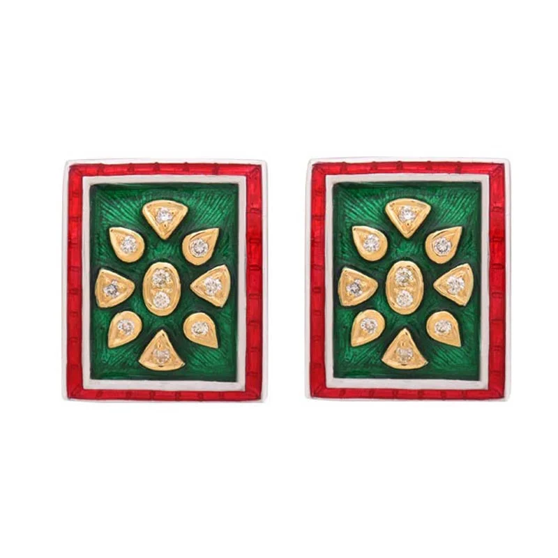 Fine Gold Earrings-Earrings- Diamond (Enamel)