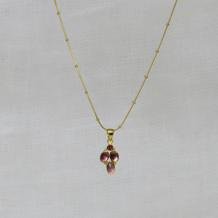 Simple Gemstone Necklaces-Pink Tourmaline Necklace