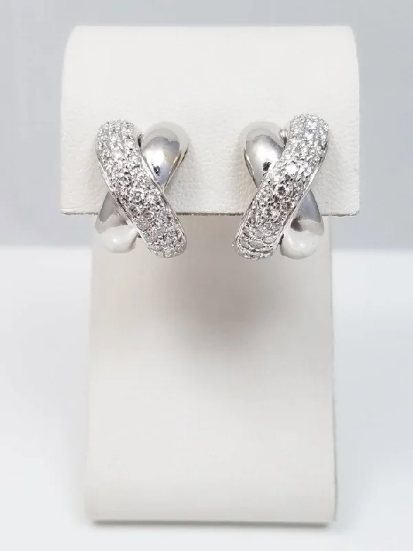 Gorgeous Pearl Earrings-Attractive 18k White Gold Natural Diamond Earrings