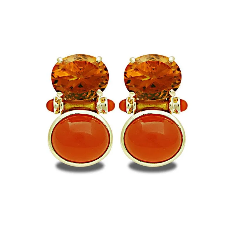 Fashionable Statement Earrings-Earrings-Citrine and Cornelian (Enamel)  (2033A)