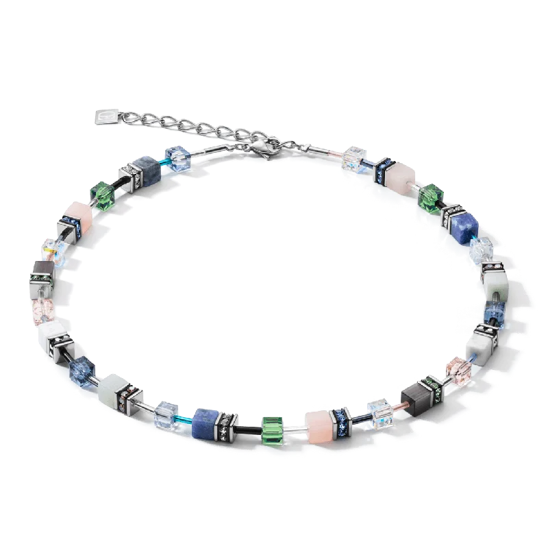 Fashionable Name Necklaces-Coeur De Lion Swarovski® Crystals GeoCUBE® & Blue-Green Necklace