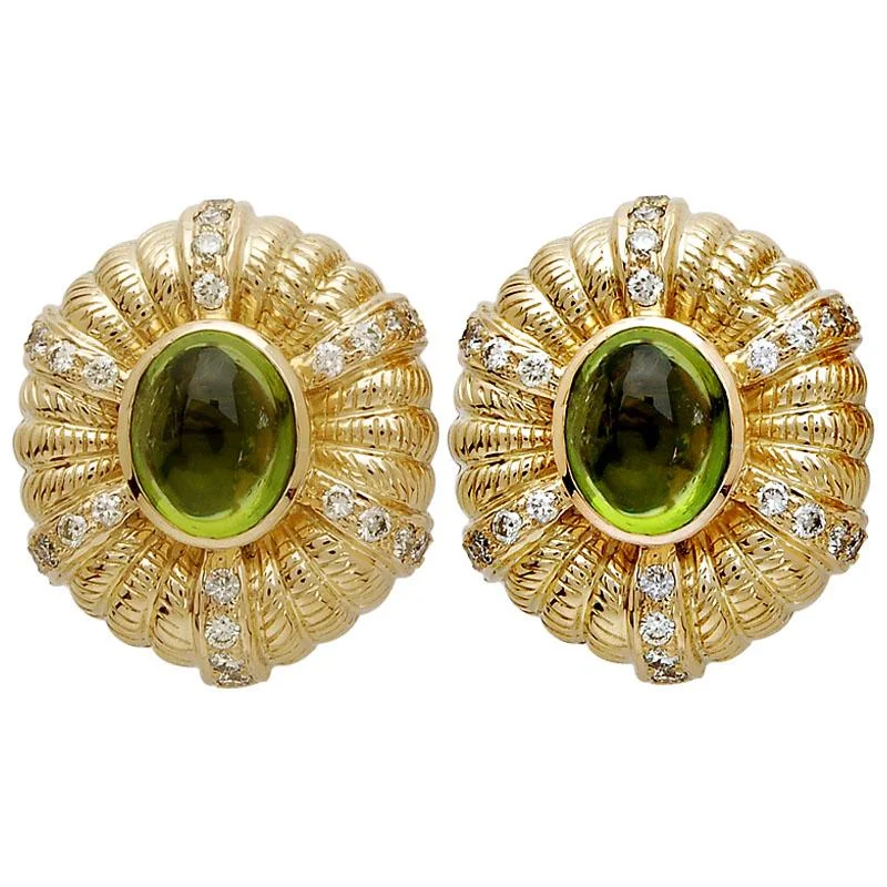 Fashionable Statement Earrings-Earrings-Peridot and Diamond  (1250C)