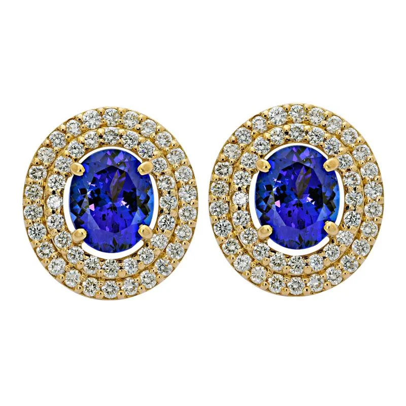 Handmade Hoop Earrings-Earrings- Tanzanite and Diamond  (2171G)