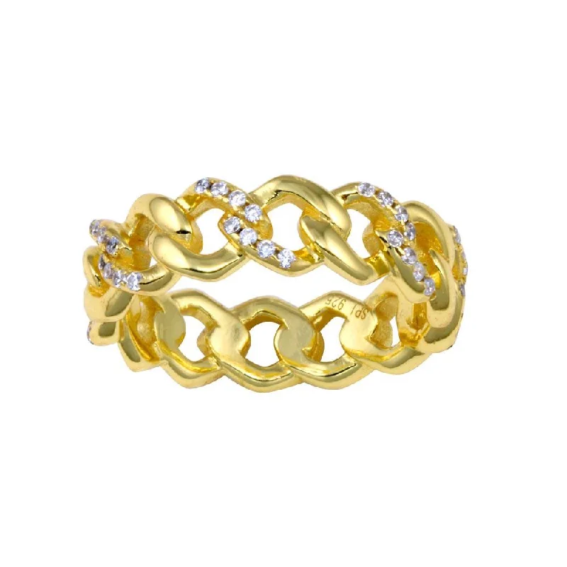 Customizable Rings for Women-Gold Plated 925 Sterling Silver Curb Design Link Ring 5.8mm - STR01129GP