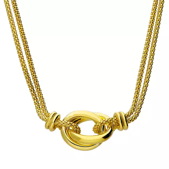 Wedding Necklaces-18ct Gold Plated Silver Entwined Knotted Rings Necklace