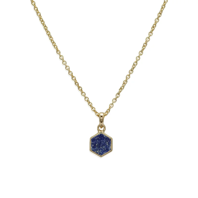 Luxury Heart Necklaces-Unique & Co Lapis Necklace - 18ct Gold Vermeil