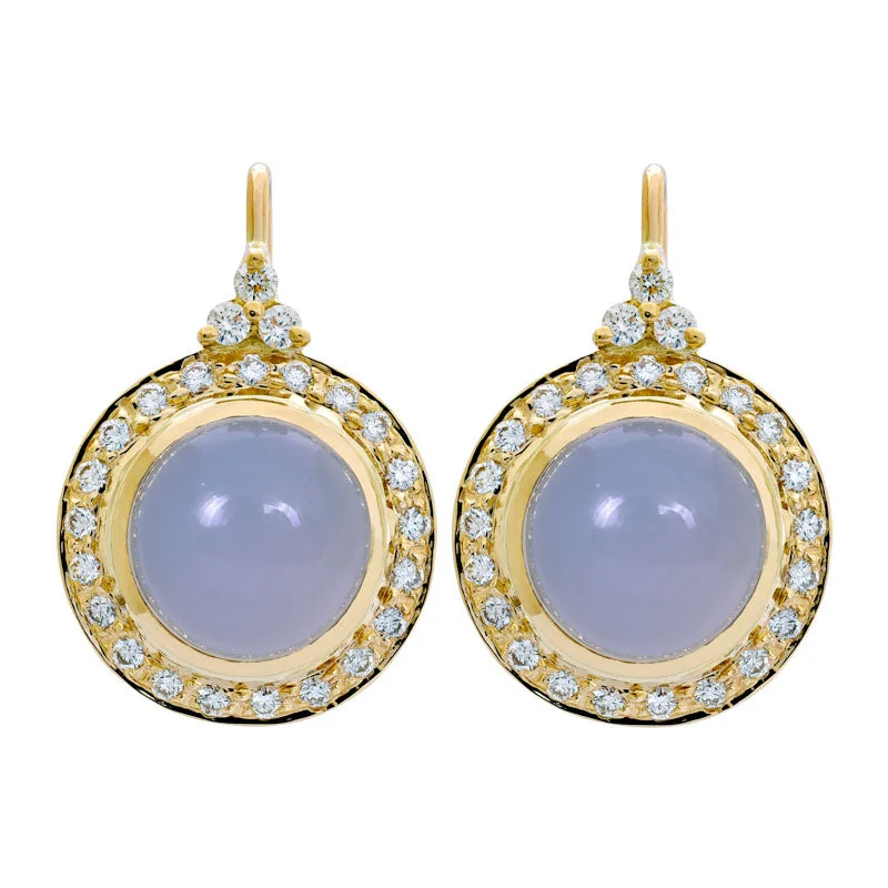 Unique Crystal Earrings-Earrings- Chalcedony and Diamond