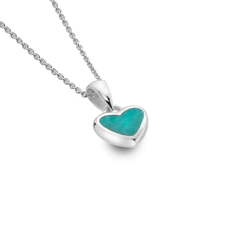 Statement Silver Necklaces-Sea Gems Silver and Turquoise Heart Necklace