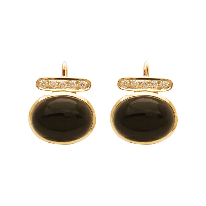 Long Earrings for Women-EARRINGS - BLACK ONYX AND DIAMOND IN 18K GOLD