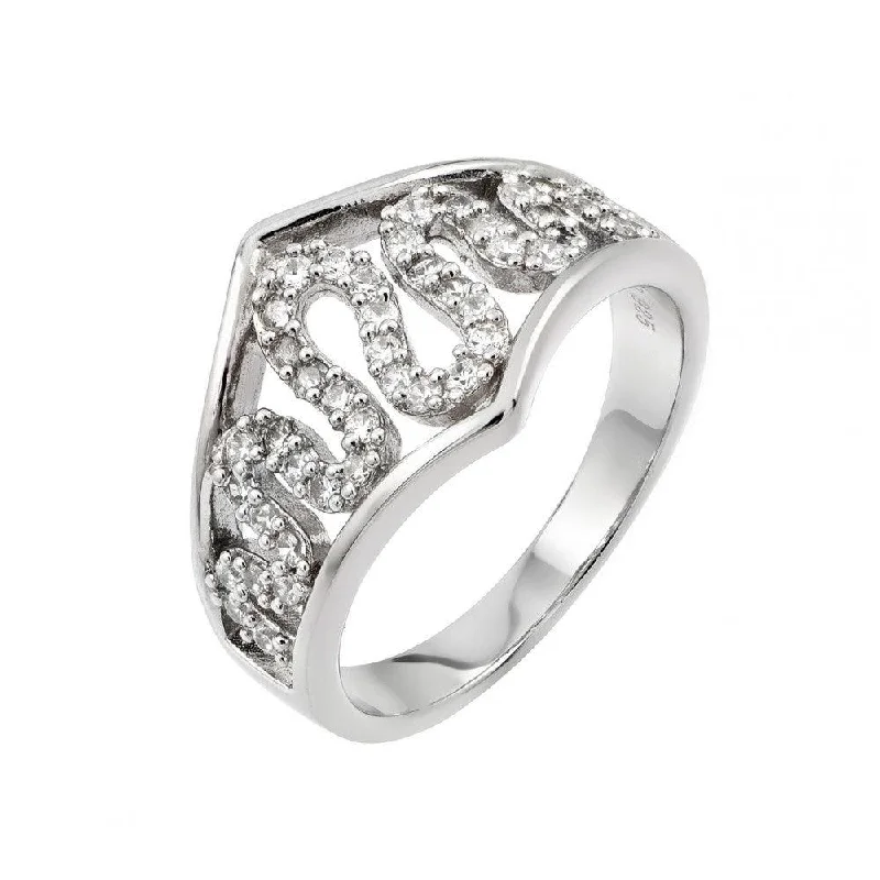 Elegant Engagement Rings-Silver 925 Rhodium Plated Clear CZ Snake Inlay Ring - STR00957