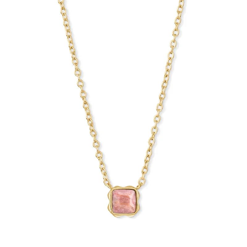 Fashionable Layered Necklaces-Coeur De Lion July Birthstone Gold Rhodochrosite Necklace