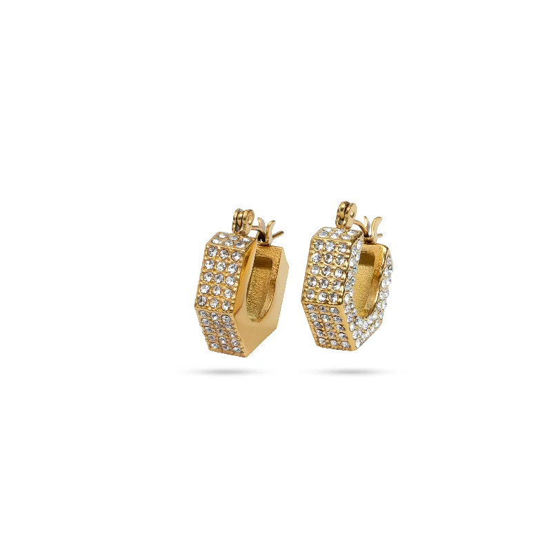 Modern Stud Earrings-THE PETIT PAVE HOOPS