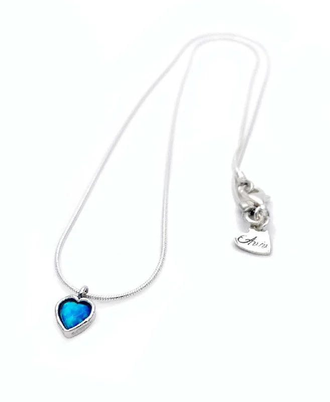 Layered Chain Necklaces-Aviv Opal Heart Necklace