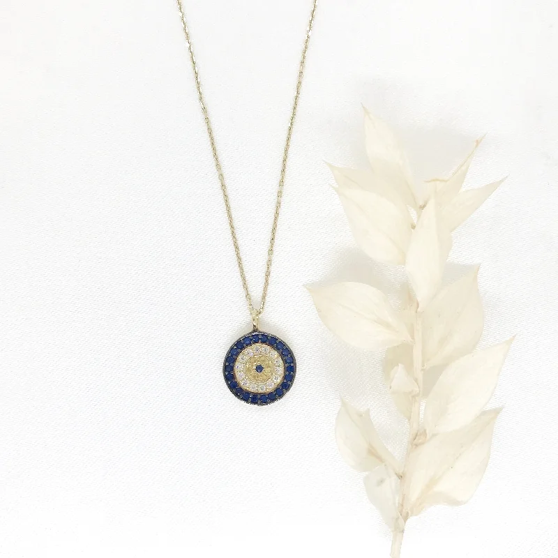 Personalized Birthstone Necklaces-10k Gold Evil Eye CZ Necklace