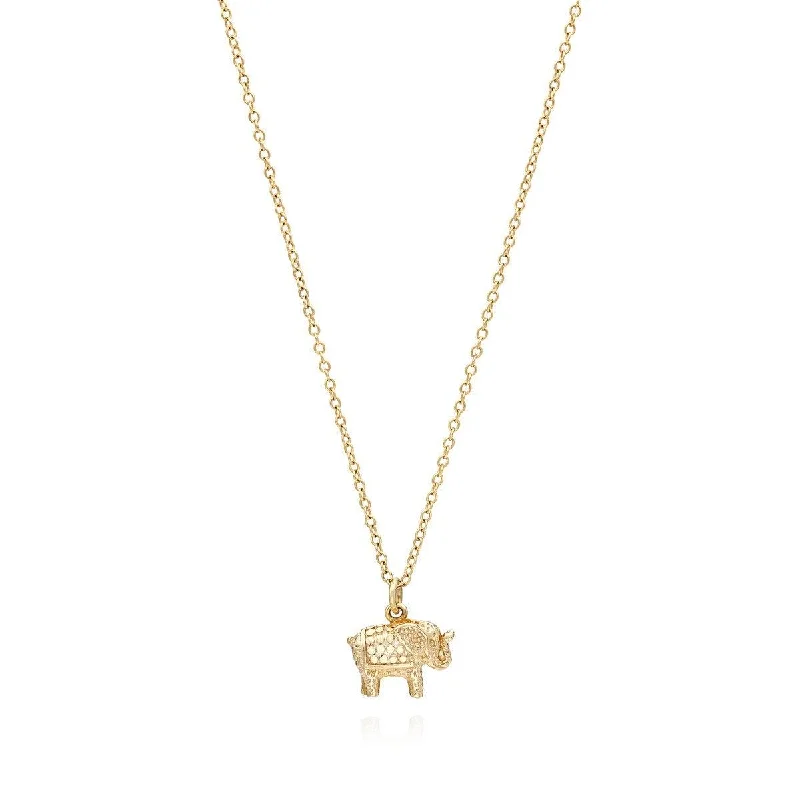 Luxury Gold Pendant Necklaces-Anna Beck Small Elephant Charm Charity Necklace