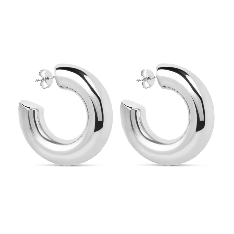 Custom Wedding Earrings-The Large Silver Hailey Hoops