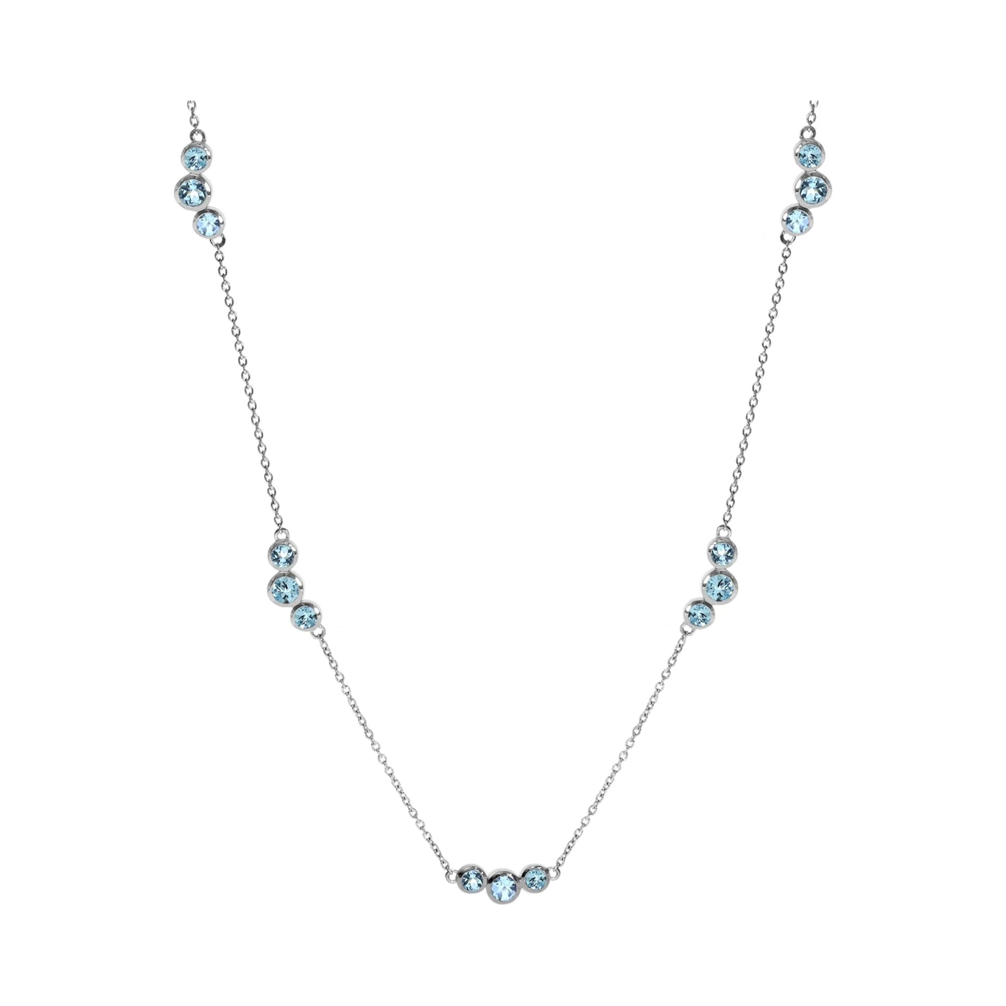 Layered Gold Necklaces-Sterling Silver Blue Topaz Cluster Necklace