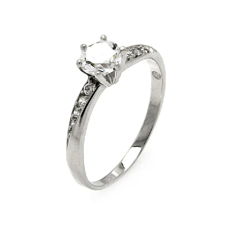 Fashionable Wedding Ring Sets-Silver 925 Rhodium Plated Clear CZ Bridal Ring - BGR00516