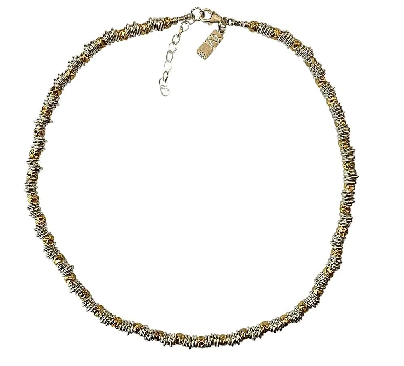 Fashionable Gemstone Necklaces-Yaron Morhaim Textured Sweetie Silver & Gold Necklace