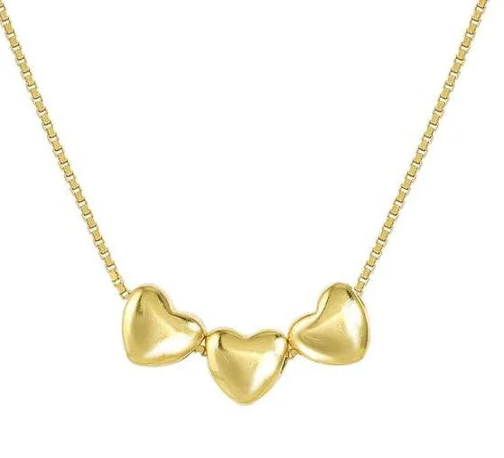 Beautiful Vintage Necklaces-Nomination Gold Vermeil Cubic Zirconia 3 Heart Necklace