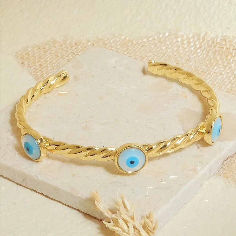 Dainty Bangle Bracelets-Evil Eye Rope Cuff Bangle