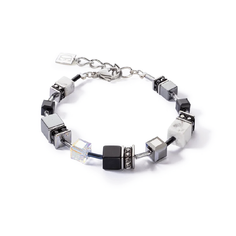 Luxury Wedding Bracelets-Black and White GeoCube Bracelet