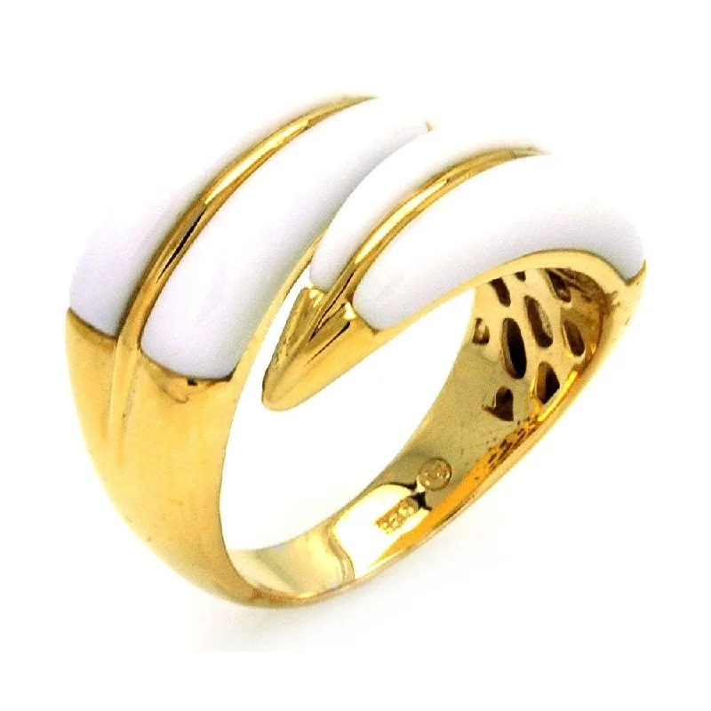 High-Quality Silver Rings-Clearance-Silver 925 Gold Plated White Onyx Adjustable Ring - BGR00287