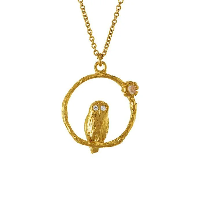 Stunning Pendant Necklaces for Brides-Alex Monroe Owl And Moonstone Necklace