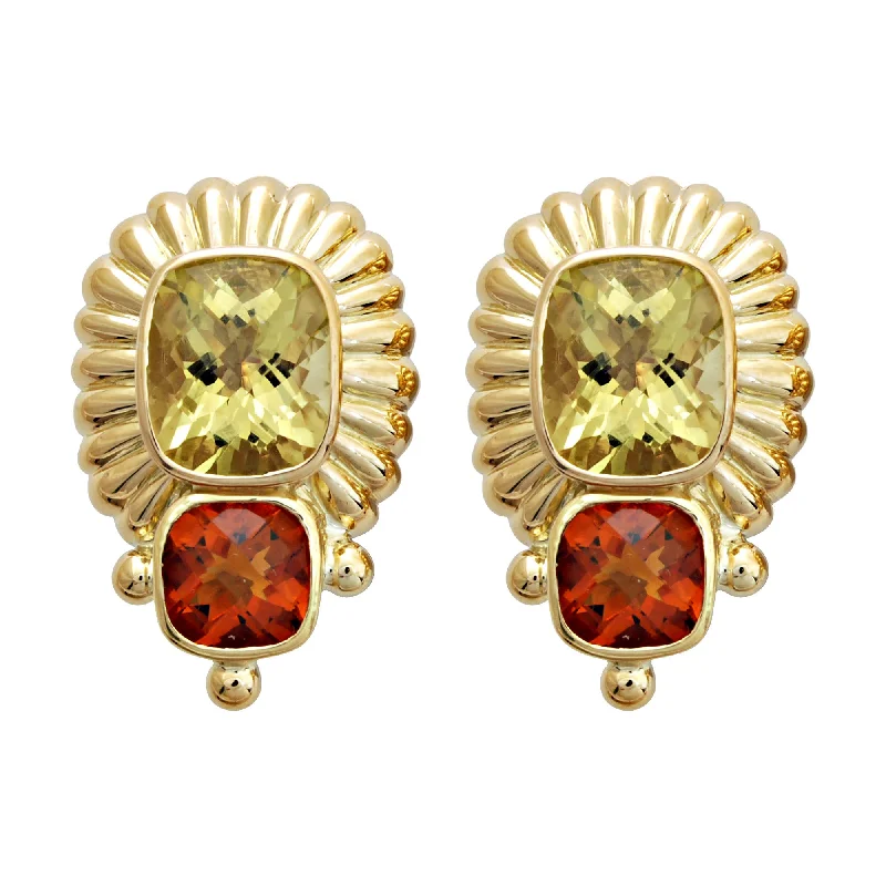 Personalized Stud Earrings-Earrings- Lemon Quartz & Citrine (1700B)