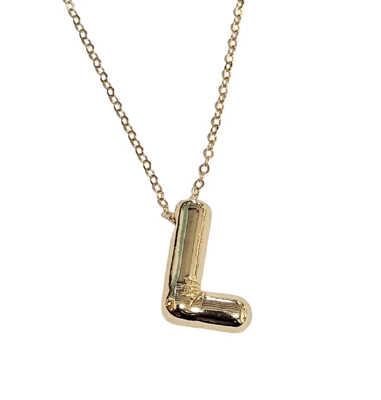 Simple Gold Pendant Necklaces-14kt Gold Fill Bubble Letter Necklace