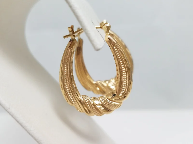 Silver and Gold Earrings-Lovely 14k Yellow Gold Hollow Hoop Earrings