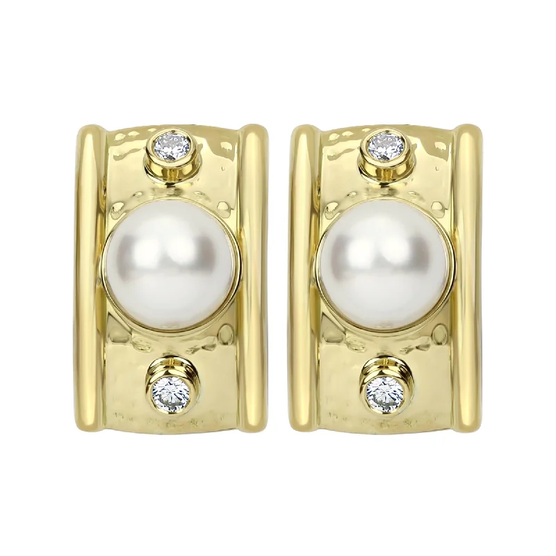 Beautiful Silver Earrings-Earrings - South Sea Pearl And Diamond (2284A)