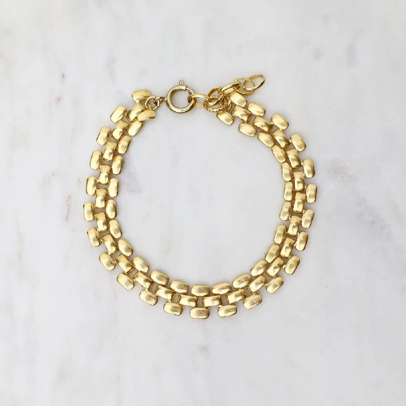 Unique Bracelets for Men-Gold Flat Link Chain Bracelet