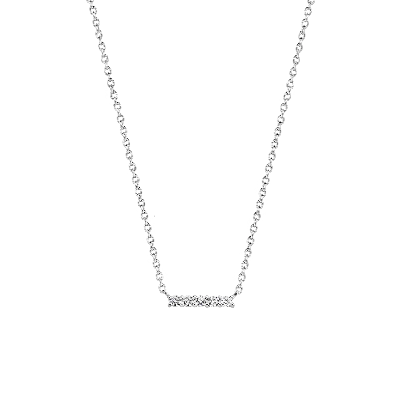 Beautiful Gemstone Chain Necklaces-Ti Sento Sterling Silver Cubic Zirconia Bar Necklace