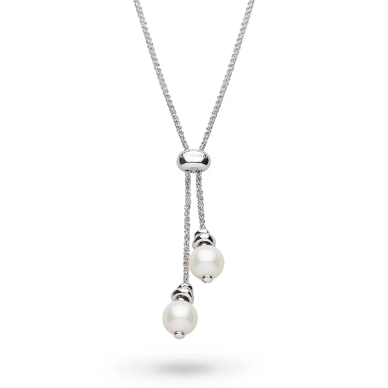 Trendy Silver Chain Necklaces-Kit Heath Tumble Pearl Lariat Necklace