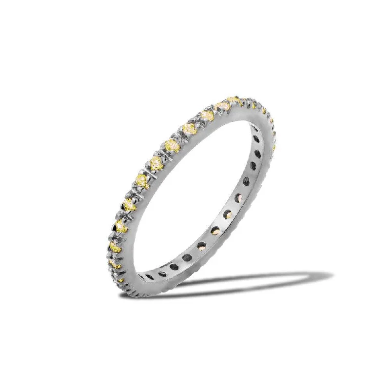 Custom Wedding Rings-Rhodium Plated 925 Sterling Silver Plated Birthstone Inlay Eternity Ring November - BGR00339NOV