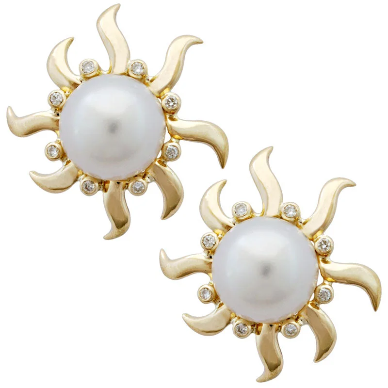 Beautiful Hoop Earrings-Earrings- Pearl And Diamond (1907D)