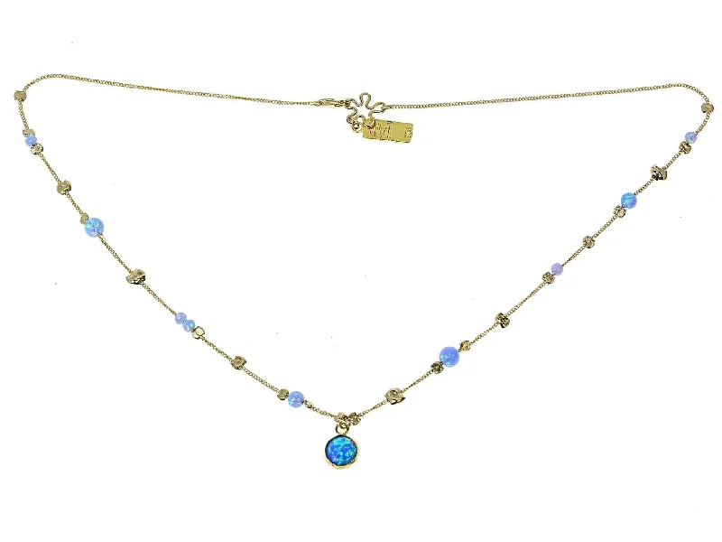 Colorful Crystal Necklaces-14k Rolled Gold and Opal Stones Necklace