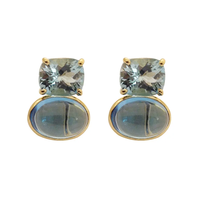 Beautiful Hoop Earrings-EARRINGS - BLUE TOPAZ IN 18K GOLD