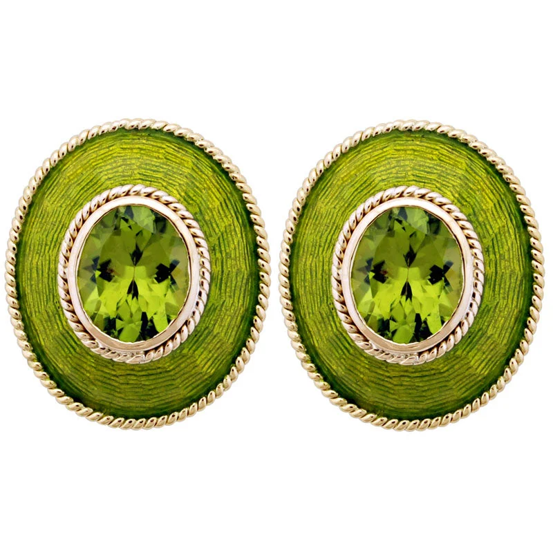 Trendy Wedding Earrings-Earrings- Peridot (enamel) (1849L)