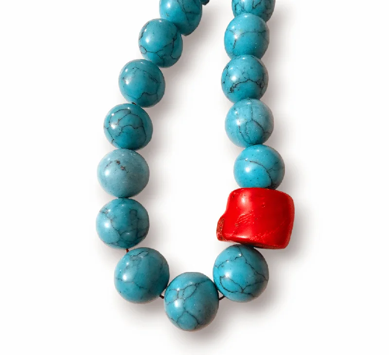 Classic Diamond Necklaces-Turquoise Coral Bubble Necklace