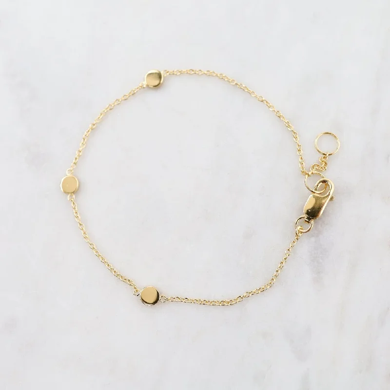 Vintage Style Bracelets-Three Dots Bracelet in Gold Vermeil