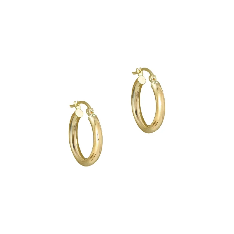 Large Silver Hoop Earrings-THE ESSENTIAL 10KT GOLD HUGGIE HOOP EARRINGS (SMALL)