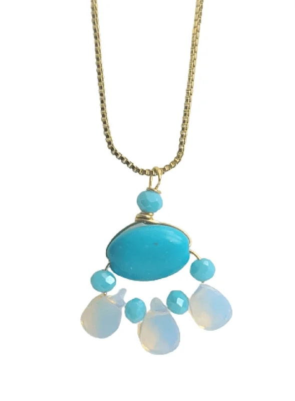 Colorful Pendant Necklaces-Xochitl Turquoise Opalite Necklace