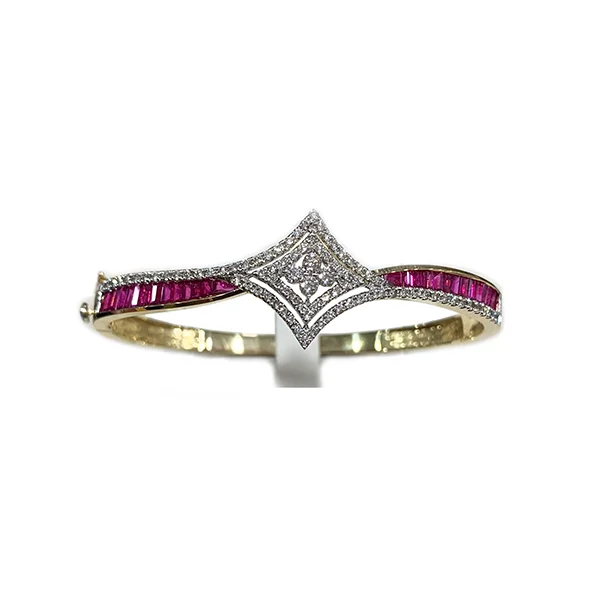 Adjustable Bangles-14k Yellow Gold Ruby Bangle