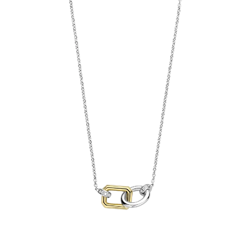 Personalized Infinity Necklaces-Ti Sento 18ct Gold Vermeil Silver Cubic Zirconia Pavé Necklace