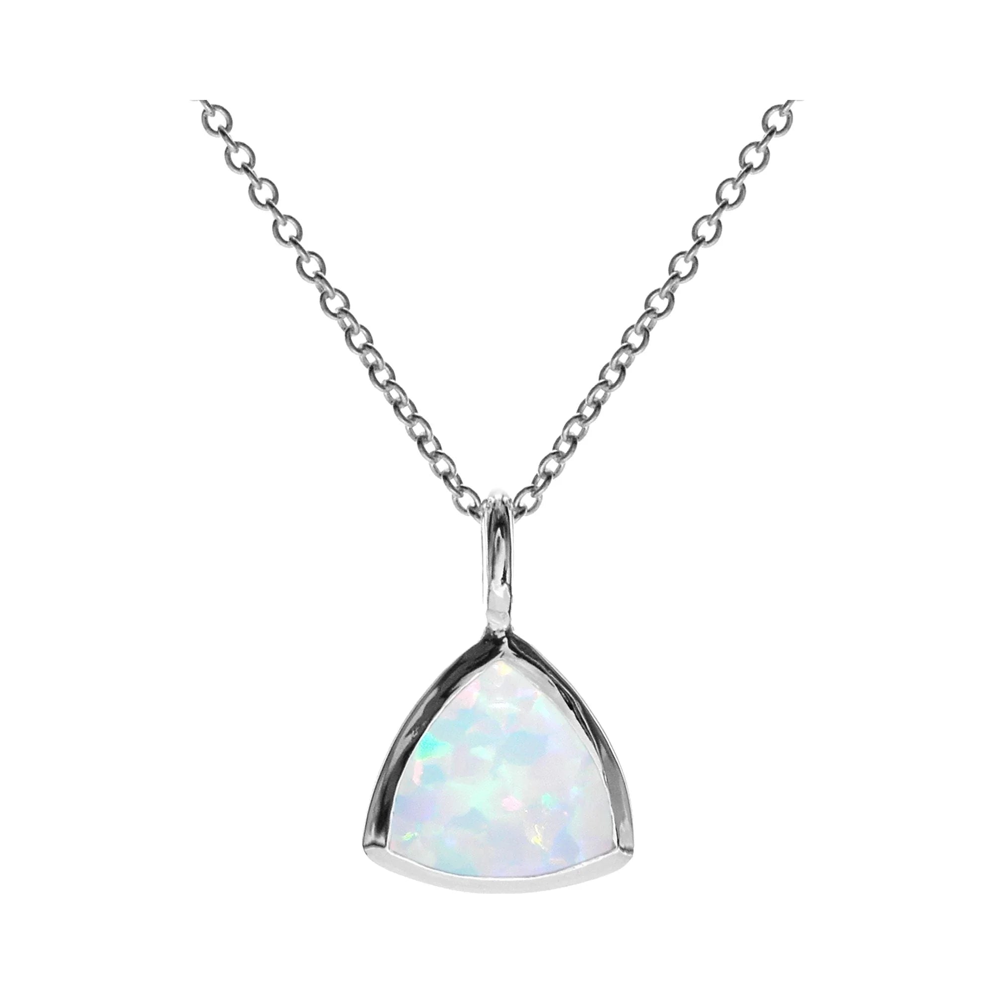 Personalized Name Necklaces-Sterling Silver White Opal Trillion-Cut Necklace